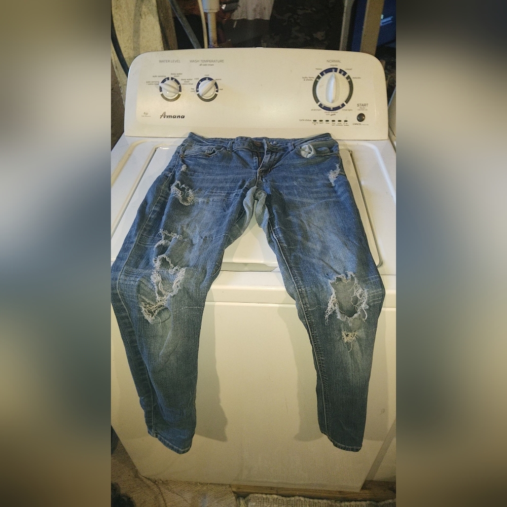 Blue ripped jeans